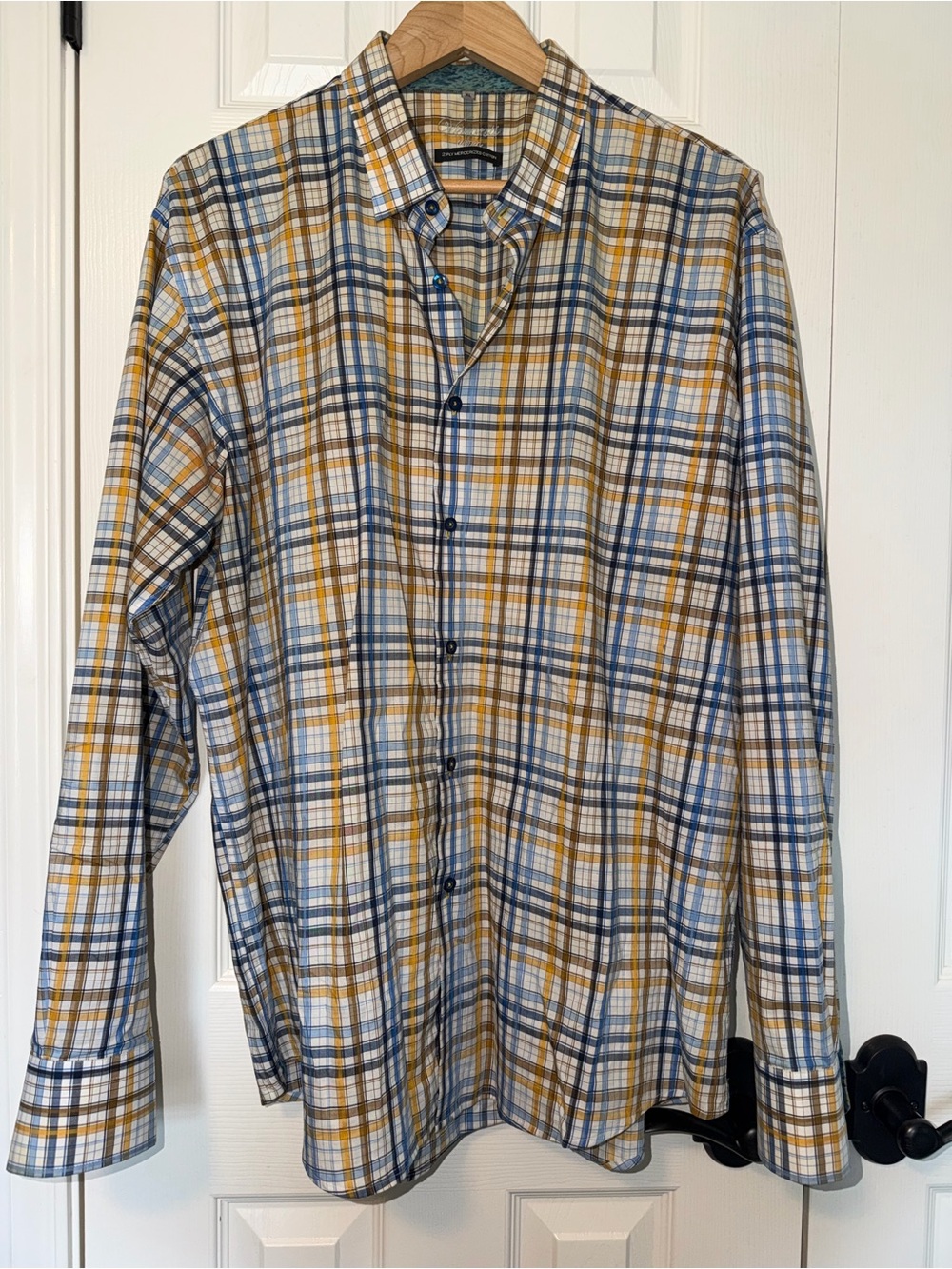 Visconti Long Sleeve Men’s Shirt Blue Yellow Size XL